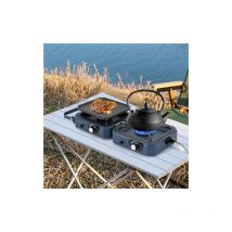 Bleu Réchaud de camping pliable Réchaud portable avec poêle à griller & 2 grilles