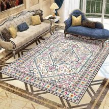 Bleu Rose Géométrique Persan Ethnique Tapis Pour Chambre Chevet Salon Cuisine Plancher Antidérapant Lavable Tapis 80 160 Cm