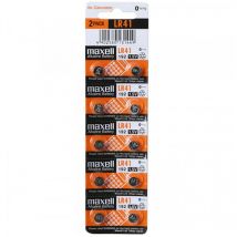 Maxell - Blisterpackung Mit 10 Knopfzellenbatterien Lr41 1,5 V Maxel