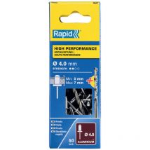 Blister 50 rivets ø4x10mm alu + mèche 5001459 Rapid