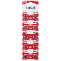 Blister da 10 batterie a bottone alcaline Maxell LR43