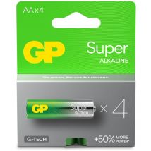 GP Pilas alcalinas AA 1,5 V, Ideal para la alimentación de Dispositivos de Uso Diario, Nueva tecnología G-Tech Longlife, 4 Pilas AA