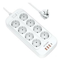 Blitzwolf - BW-PC2 2500W Power Strip Steckdosenleiste, 8 Steckdosenplätze + 3x usb, 1x usb-c