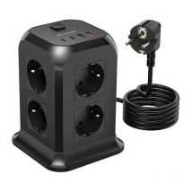 Blitzwolf - BW-PC3 Power Charger mit 8 ac Steckdosenplätzen, 2x usb, 2x usb-c Ladeturm Schwarz