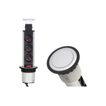 Synercia - Bloc 3 prises escamotable diamètre 60mm câble 1.8M 16A.230V 2P+T noir