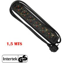 EDM - Multiprise 6 prises schuko 1,5m 3x1,5mm noire