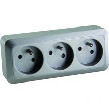 DIO - Bloc multiprise à cabler 3 prises 2P+T 16A - Silver