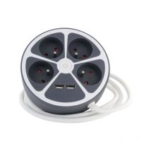 Chacon - Bloc cercle 4 x16 a + 2 USB-1 - 1,5 m - (fr) - Gris