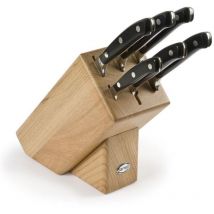 Sanelli - Bloc de Couteaux de Cuisine Ergoforge, Acier Inoxydable, pom-c, Noir, 33x31x13 cm