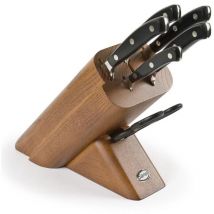 Sanelli - Bloc de Couteaux de Cuisine Ergoforge, Acier Inoxydable, pom-c, Noir, 33x31x13 cm