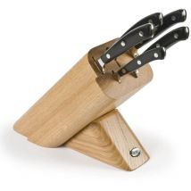 Sanelli - Bloc de Couteaux de Cuisine Ergoforge, Acier Inoxydable, pom-c, Noir, 33x31x13 cm