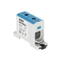 Bloc de jonction alu cuivre bleu (neutre) 6 à 95mm² 1000V AC/DC - Rail DIN - MOREK