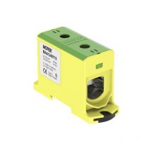 Bloc de jonction alu cuivre vert/jaune (terre) 35 à 240mm² 1000V ac/dc - Rail din Morek