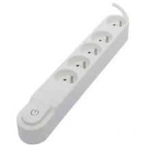 Chacon - Bloc multiprise 5 prises 16 a avec interrupteur, fiche plate, câble 1,5 m HO5VV-F 3x1,5 mm² blanc
