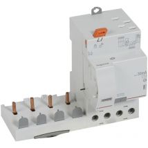 Bloc différentiel adaptable automatique DX³ pour disjoncteur 1 module par pôle 4 Pôles 400V 63A type ac 30mA Legrand 410506