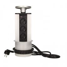 Orno - Bloc 3 prises escamotable diamètre 100mm câble 1.8M 16A.230V 2P+T aluminium - synercia