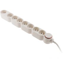 Zenitech - Bloc Home 8 prises 16A 2P+T avec interrupteur et fiche parafoudre - Blanc - câble HO5VV-F 3G1mm² 1,5m
