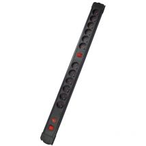 Chacon - Bloc multiprise 12x16A - 2 interrupteurs - 3500W - longueur 1.5m - noir