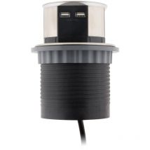 Multiprise encastrable Schuko 3 prises + 2 USB-A - Blanc/Noir - Otio