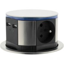 Otio - Bloc multiprise encastrable 3 prises 16A 2P+T et 2 usb - Silver