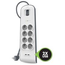 Belkin - Multiprise parafoudre 8 prises + 2 usb a blanche