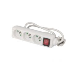 Blocs multiprises 3 prises 2P+T 16A - H05VV-F 3G1,0mm² - 1 mètre - Blanc avec interrupteur