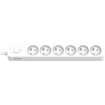 Quarx - bloc multiprises nf 2P+T 16A avec interrupteur 6 prises - 1,50M - blanc