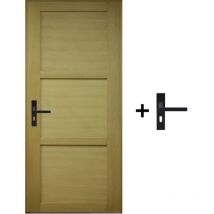 Bloc Porte Ayous 3 Panneaux H204 x L83 Poussant Droite Côtes Tableau +Poignée