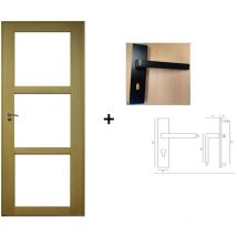 Gd Menuiseries - Bloc Porte Ayous Vitrage transparent H204 x L73 Poussant Droite Cotes Tableau +Poignee
