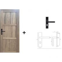 Bloc Porte Frake 3 Panneaux H204 x L83 Poussant Droite Cotes Tableau + poignee