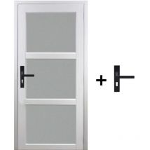 Bloc Porte Kenya Blanc Vitre H204 x L73 Poussant Droite Côtes Tableau +Poignée