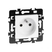 Prise 2P+T 16A - Avec enjoliveur / Plaque support - esprit sans griffes