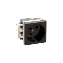 Bloc prise 2P+T - 1 prise complète - 16A - 250V - OPTIMA Couleur Noire