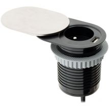 Bloc prise encastrable + clapet glissière + port usb Silver Otio