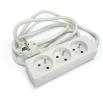 Bloc rallonge 3 prises 16A - blanc Lot de 2