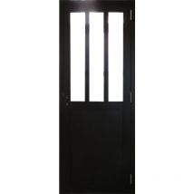 Blocco porta officina in vetro rivestito nero trasparente H204 x L73 Spinta a sinistra