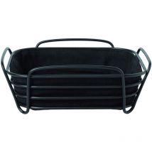 Blomus - Cestino per il pane nero l – Cestino per il pane in acciaio verniciato a polvere e borsa in cotone