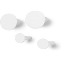 Blomus Set di 4 ganci da parete in classico bianco, alta qualità, materiale di fissaggio incluso, design moderno, 2 pezzi diametro 8,5 cm, 2 pezzi