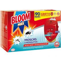 Bloom - Max Insecticida Eléctrico Líquido, contra mosquitos común y tigre y moscas, 1 aparato + 2 recambios