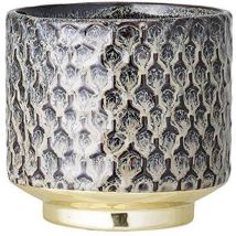 Vaso da fiori Earl – ceramica blu navy con dettagli dorati – Giardino e piscine