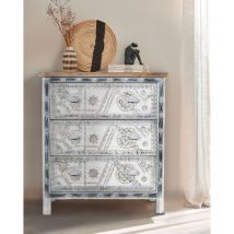 Uniqka - Blossom -Commode en bois massif sculpté 85 cm