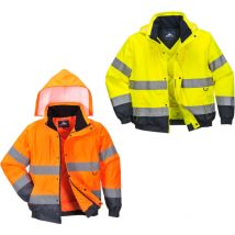Blouson aviateur imperméable haute visibilité Portwest C468 2 en 1 - L - Orange
