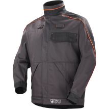 KONEKT 2 Jacke Grau Kohle/Schwarz – Stehkragen – 1 Brusttasche – 2 Hüfttaschen – Rückenabdeckung