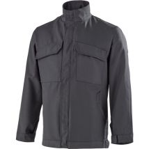 CEPOVETT Arbeitskittel Schwarz 2XL – Innenmarkierungs-Kragen – Brusttaschen mit Klappe – Handwärmtaschen – Taillengürtel mit Druckknöpfen