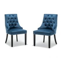 Blue Dining Chairs Velvet Armchair with Armrests & Backrest Upholstered Seat