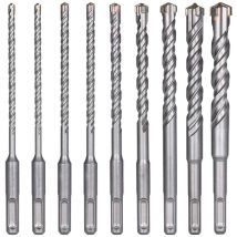 Blue Dream - Forets à Béton, 9PCS (5 mm 16x160 mm) Foret Carrelage, à Percussion électrique SDS-Plus pour Perforateur, Forets Transversaux, Brique,