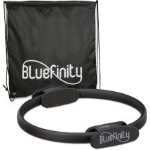 Relaxdays - 4 x Pilates Ring mit Übungen, Doppelgriff, gepolstert, Widerstandsring Yoga, Fiberglas, Sportring, Ring ø 37 cm, schwarz