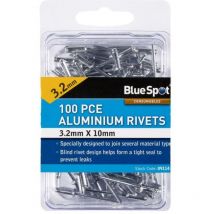 Blue Spot Tools 100 Piece 3.2MM X 10MM Aluminium Rivets