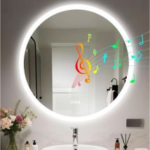 Bluetooth-fähiger, Runder 80-cm-badezimmerspiegel Mit Led-beleuchtung, Antibeschlag, Dimmbar (3000–6000 K), 3 Farbtemperaturen Und Speicherfunktion