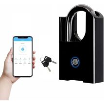 Qiedie - Bluetooth Lock, Fingerprint Padlock, Large Fingerprint Padlock, Weatherproof Biometric Smart Lock with Key for Outdoor Fence, Gate, Shed,